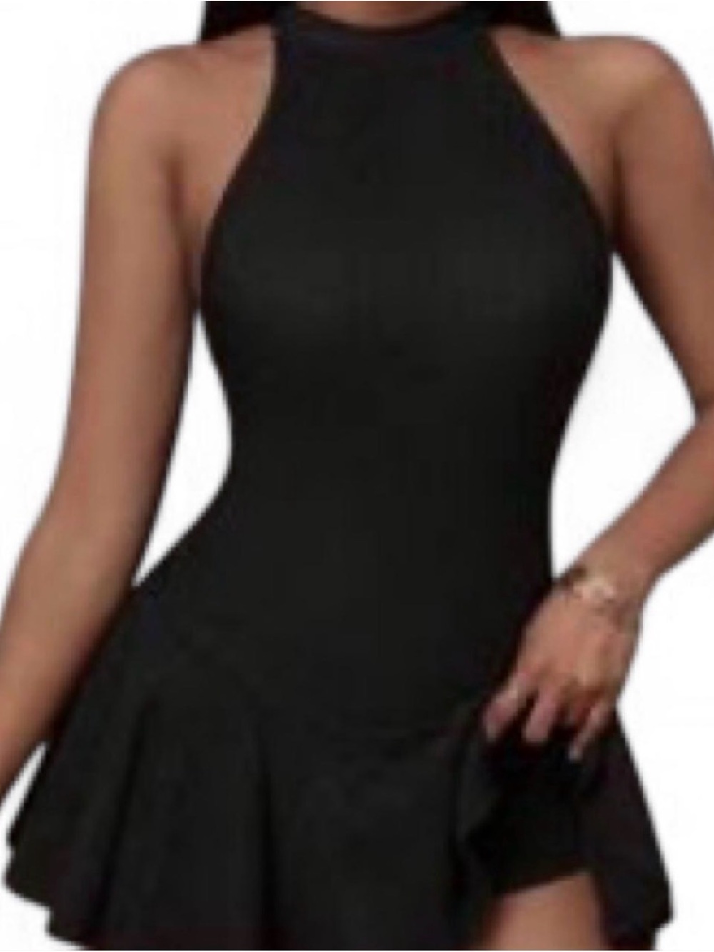 Sleeveless Black Halter Fit & Flare Dress